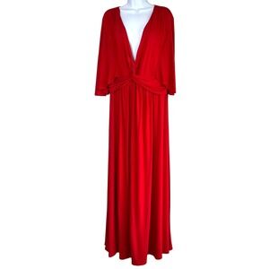 Kiyonna Womens Charlize Twist Front Maxi Dress Red Size 2X Holidays Timeless